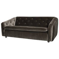 Artifort Grey Velvet Tufted Rolling Sofa