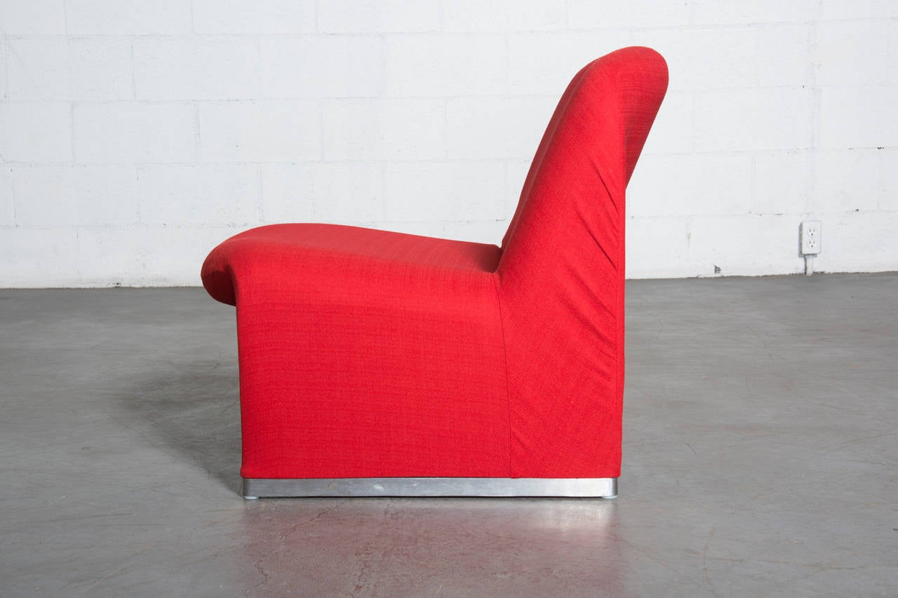 Italian Pair of Red Piretti Alky Lounge Chairs for Castelli