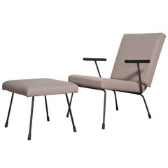 Wim Rietveld 1407 Lounge Chair and Matching Ottoman for Gispen