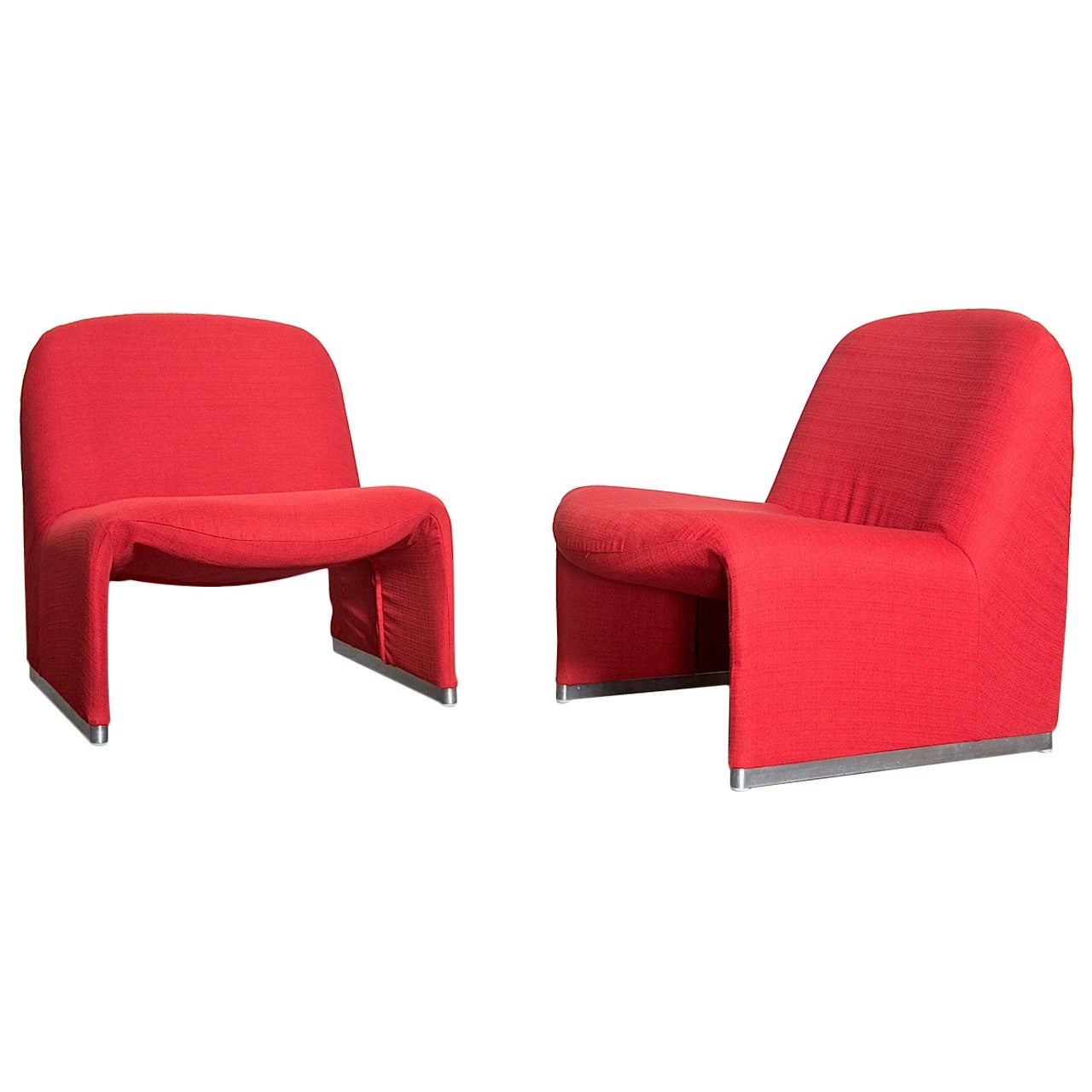 Pair of Red Piretti Alky Lounge Chairs for Castelli