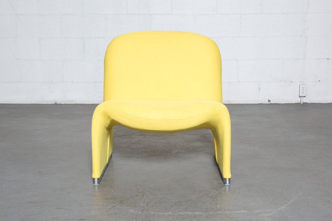 1970's Castelli Lounge Chair, Model: Alky. Newly Upholstered in Lemon Yellow