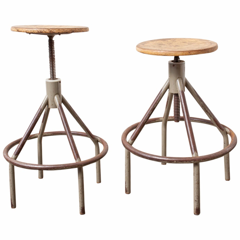 Pair of Midcentury Drafting Stools