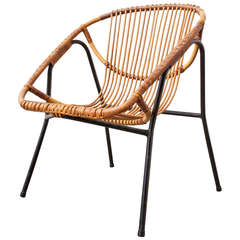 Mid-Century Modern Bamboo Bucket Lounge Chair