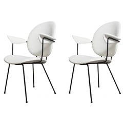 Pair of Kembo Arm Chairs with Black Wire Frame