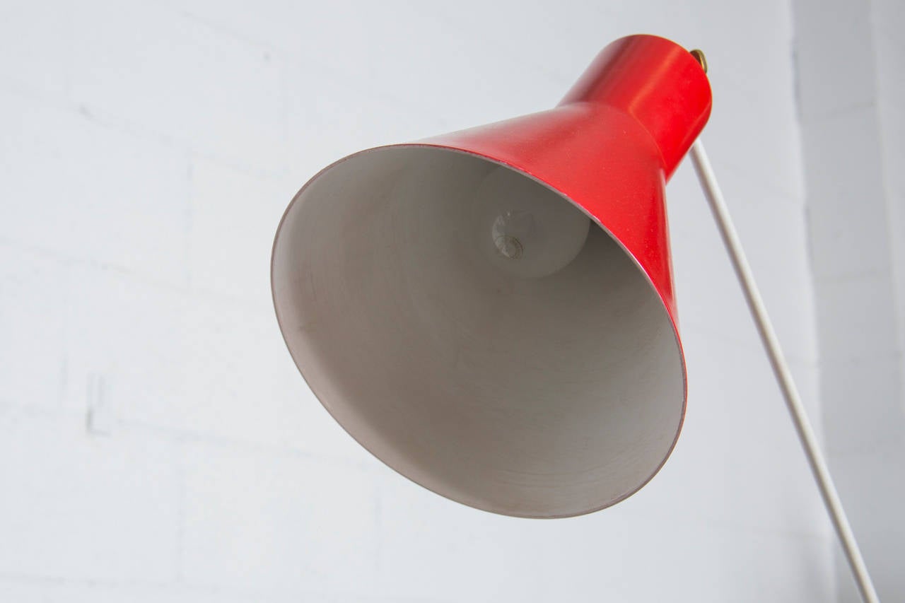 Enameled Hala Zeist Attributed Red and White Floor Lamp