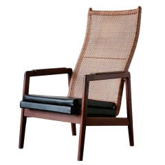 Mid-Century Rattan and Teak Lounge Chair