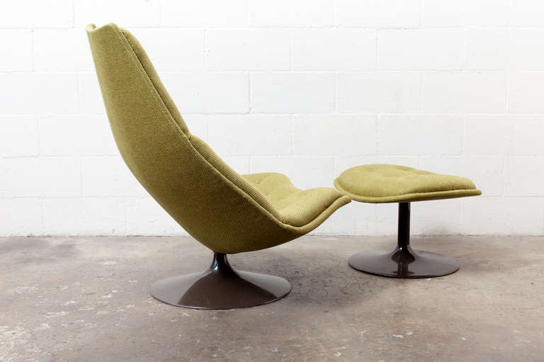 Mid-Century Modern Geoffrey Harcourt For Artifort Swivel Lounge Chair with Ottoman