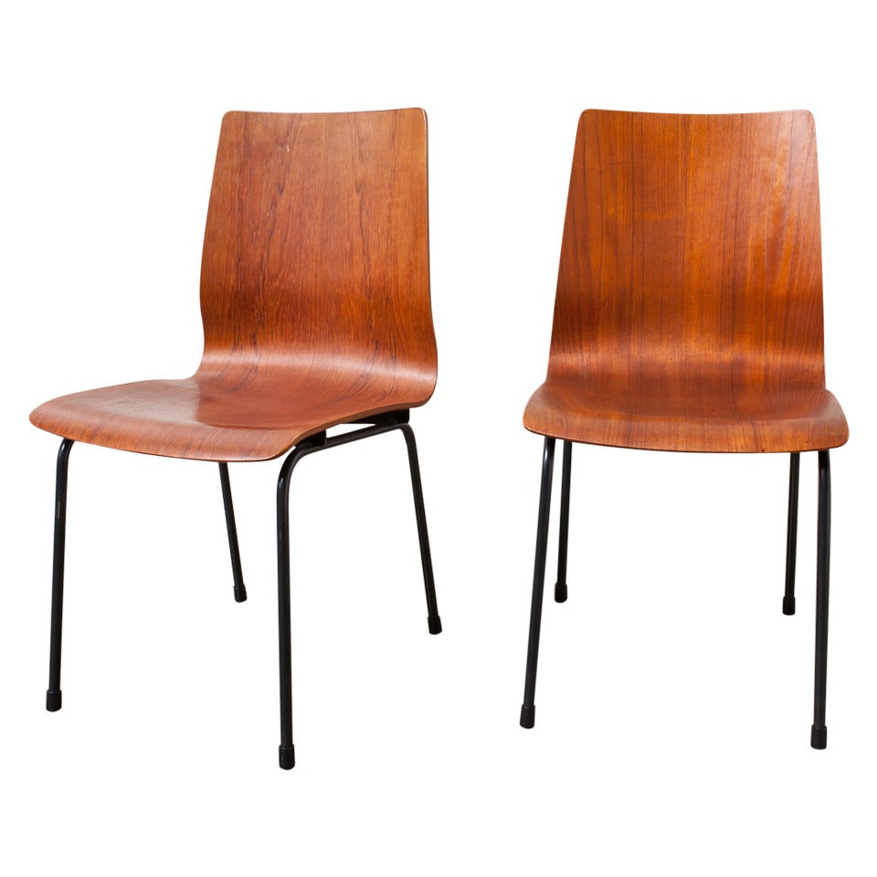 Pair of Friso Kramer Euroika Plywood Chairs for Auping