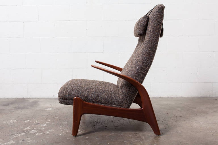 Mid-Century Modern Scandinavian Lounge Chair with Penguin Style Armrests