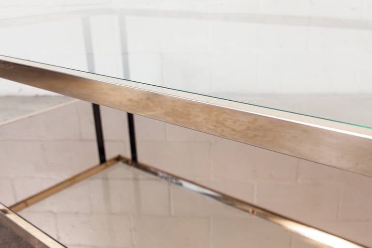 Glass Guy Lefevre for Maison Jansen Gold Plated Coffee Table