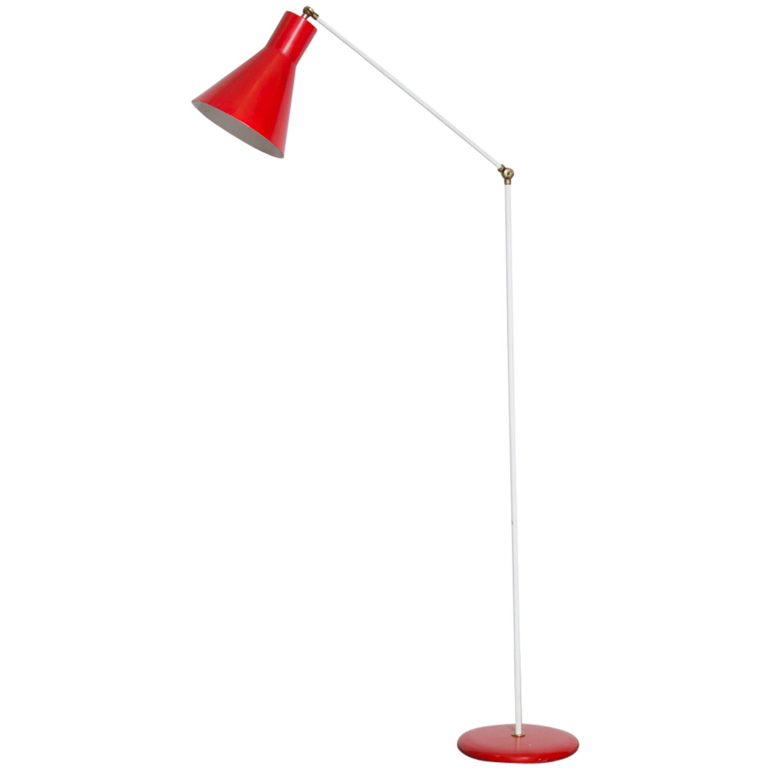 Hala Zeist Attributed Red and White Floor Lamp