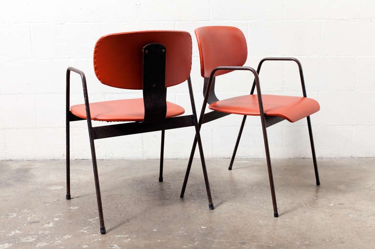 Set of 6 Willy Van Der Meeren F2 Arm Chair By Tubax In Good Condition In Los Angeles, CA