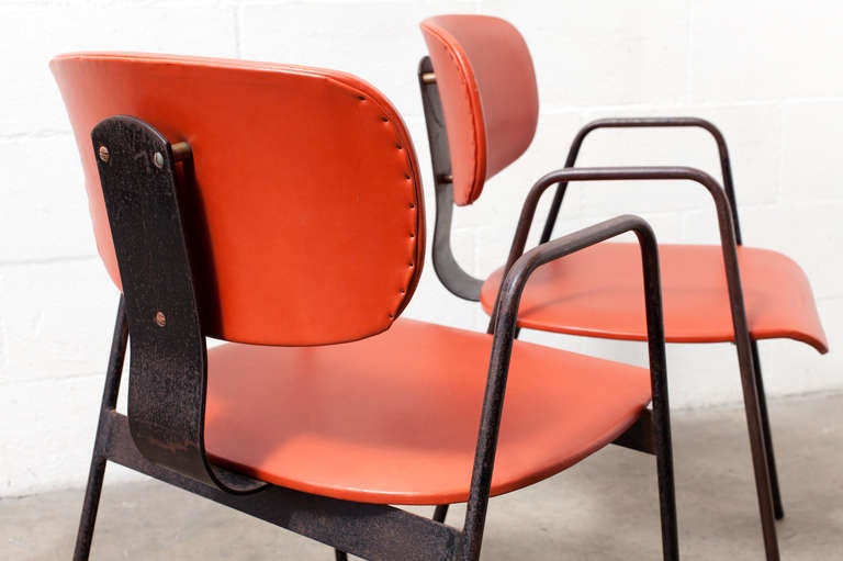 Mid-20th Century Set of 6 Willy Van Der Meeren F2 Arm Chair By Tubax