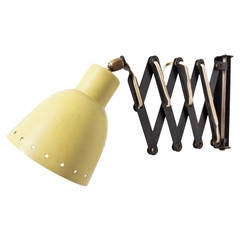 Industrial Enameled Scissor Lamp in Black and Pale Yellow