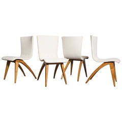 Set of Four Van Os Curved Birch Dining Chairs