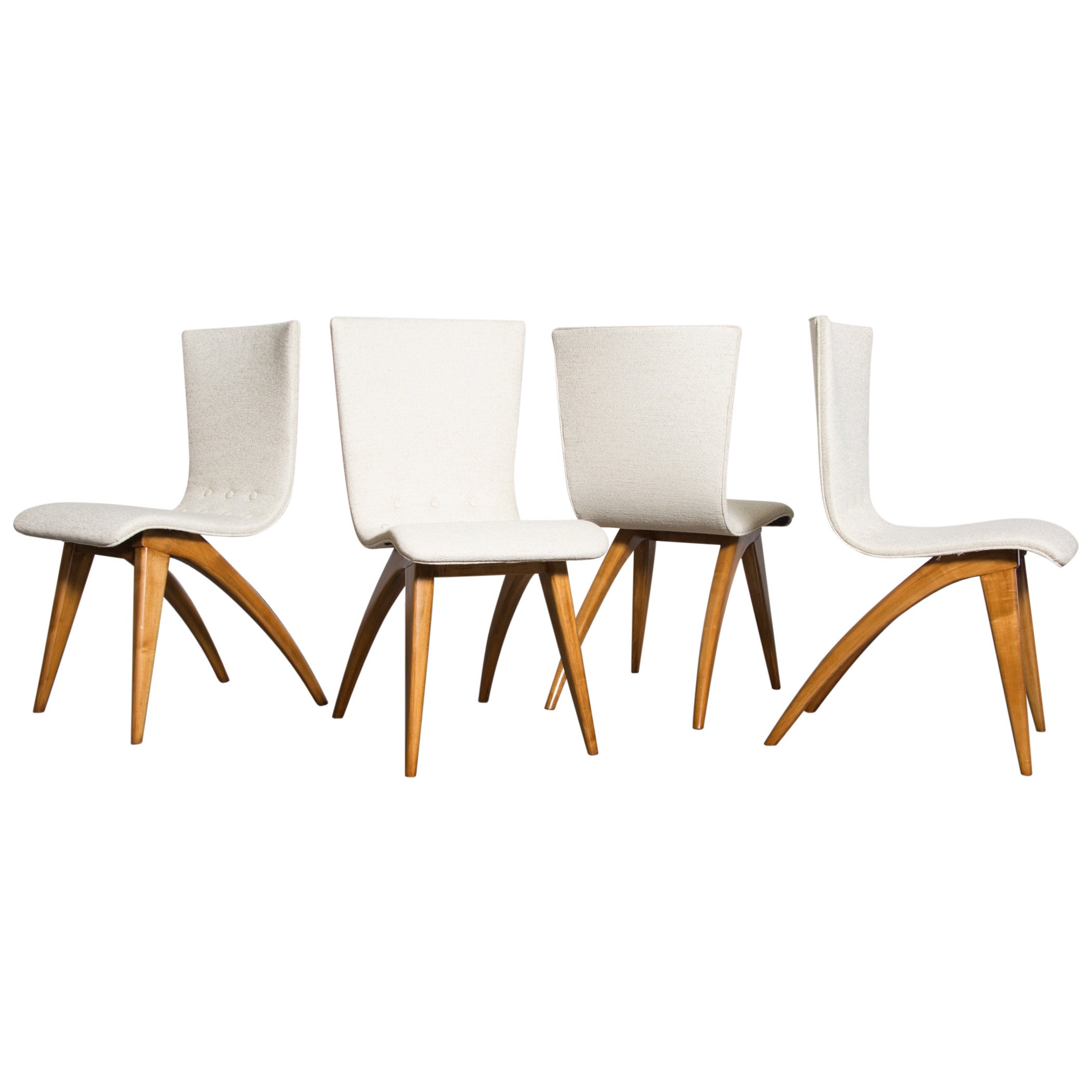 Set of Four Van Os Curved Birch Dining Chairs