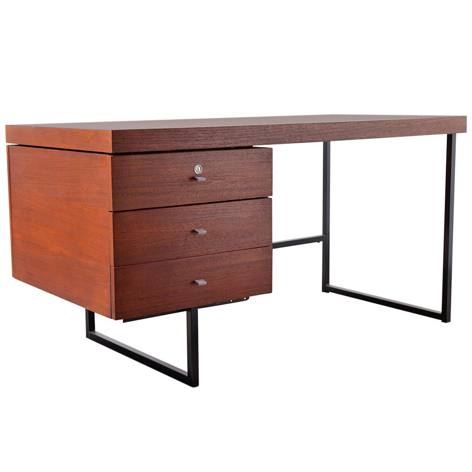 Dutch Modern Writing Desk with Side Stacking Drawers