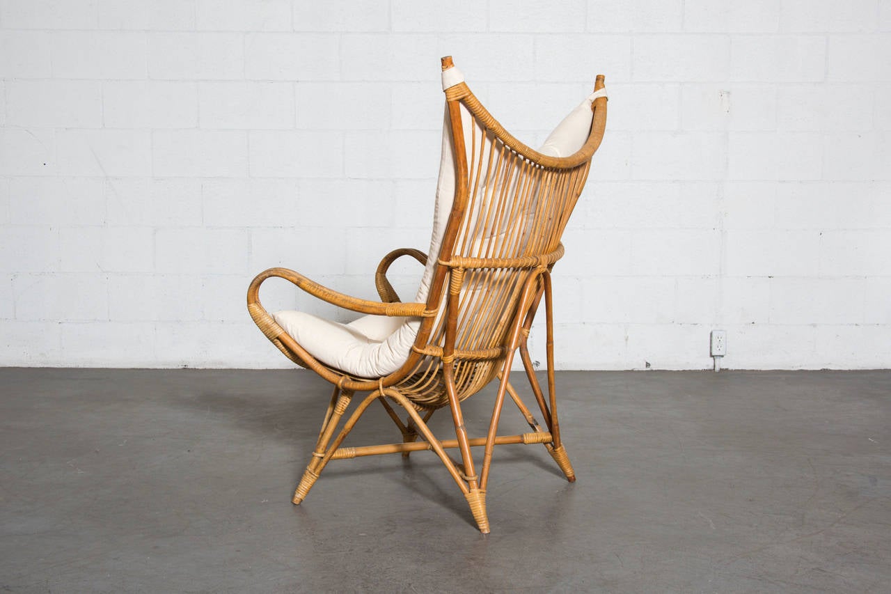 Dutch Dramatic Wingback Bamboo Lounge Chair