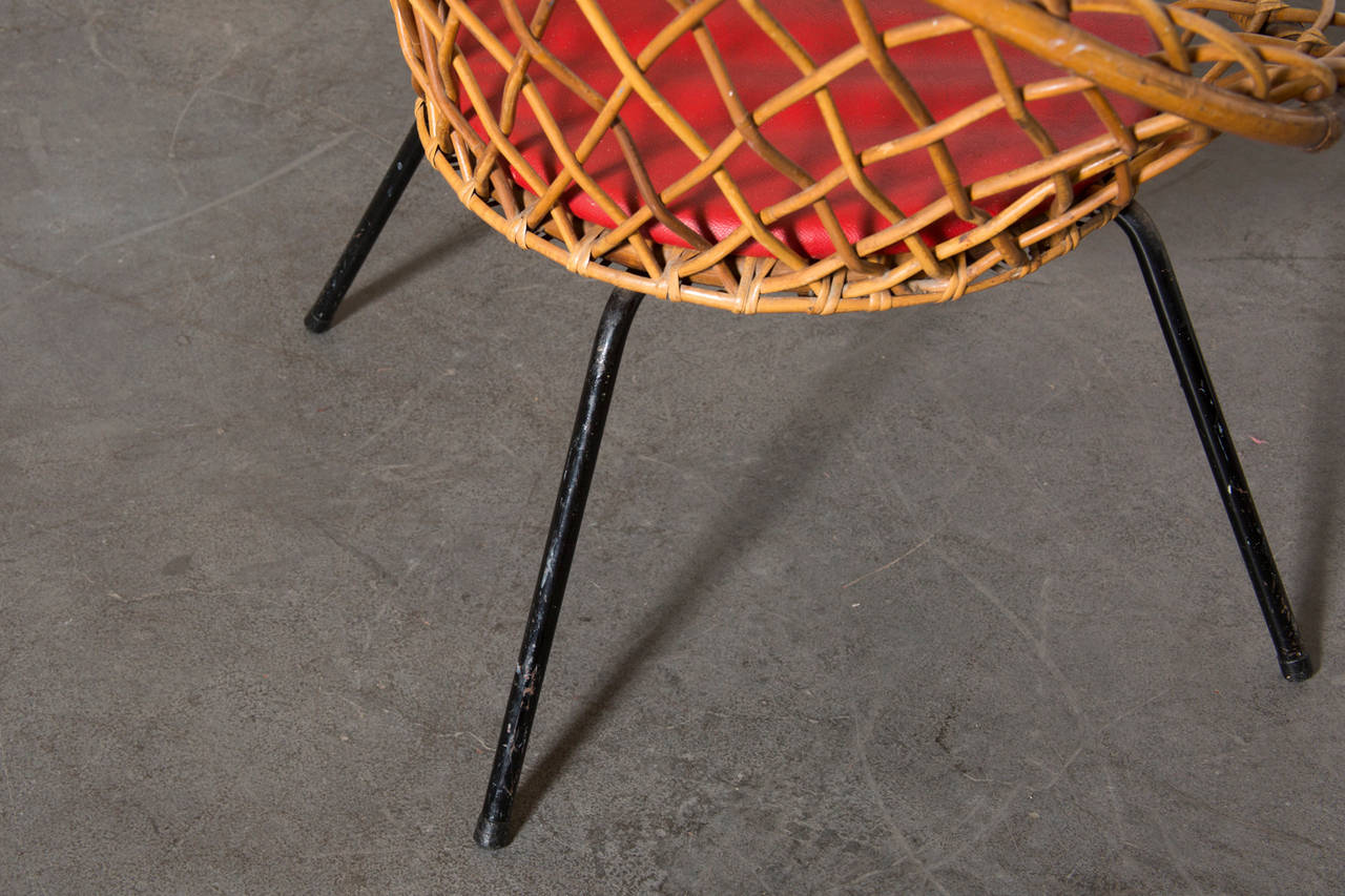 Jacques Adnet Style Woven Lattice Bamboo Hoop Chair 2