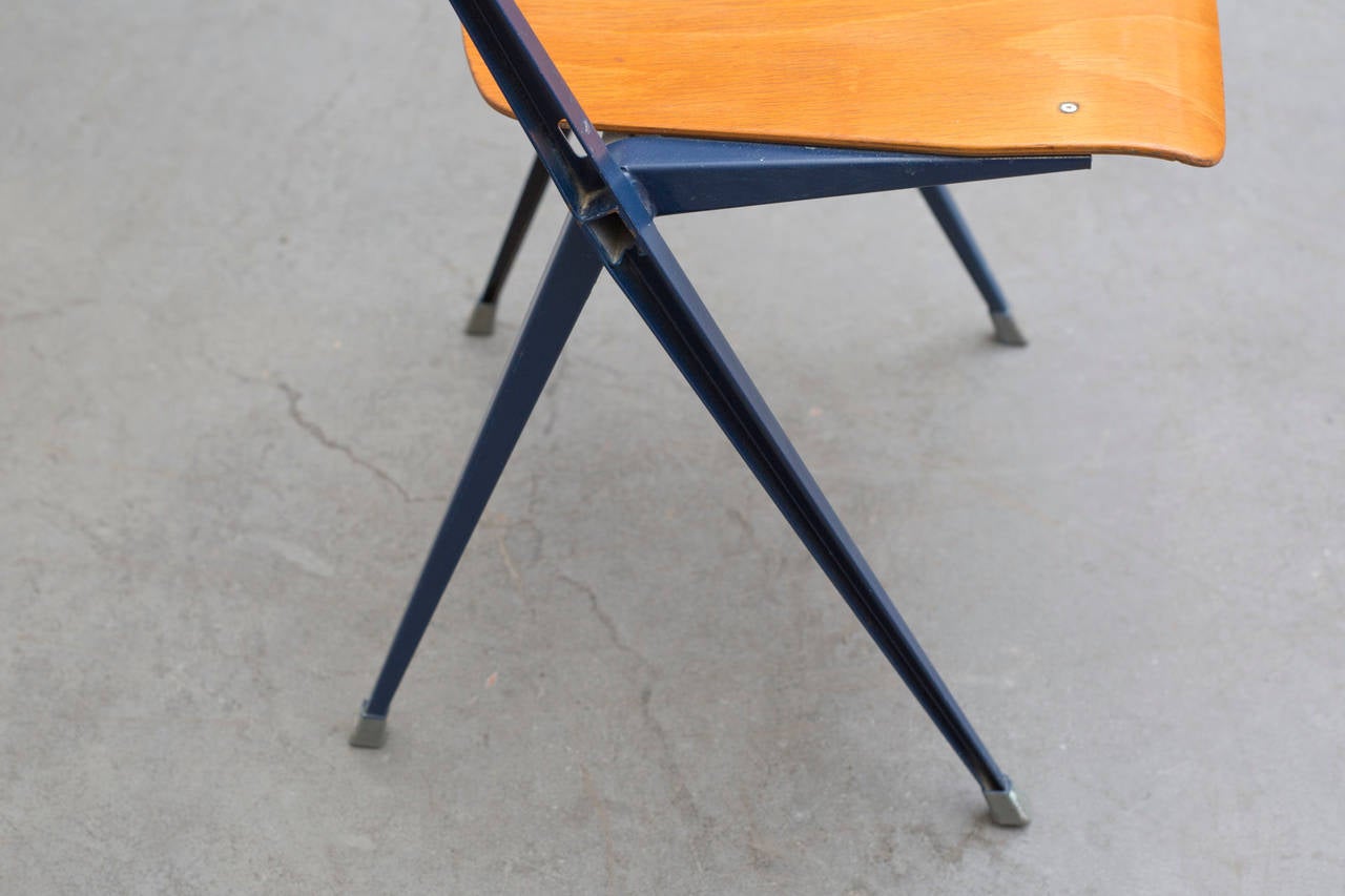 Teak Set of Six Stacking Wim Rietveld Pyramid Chairs
