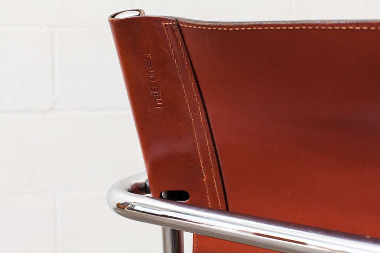 Italian Matteo Grassi Visitor Chair in Cognac Leather