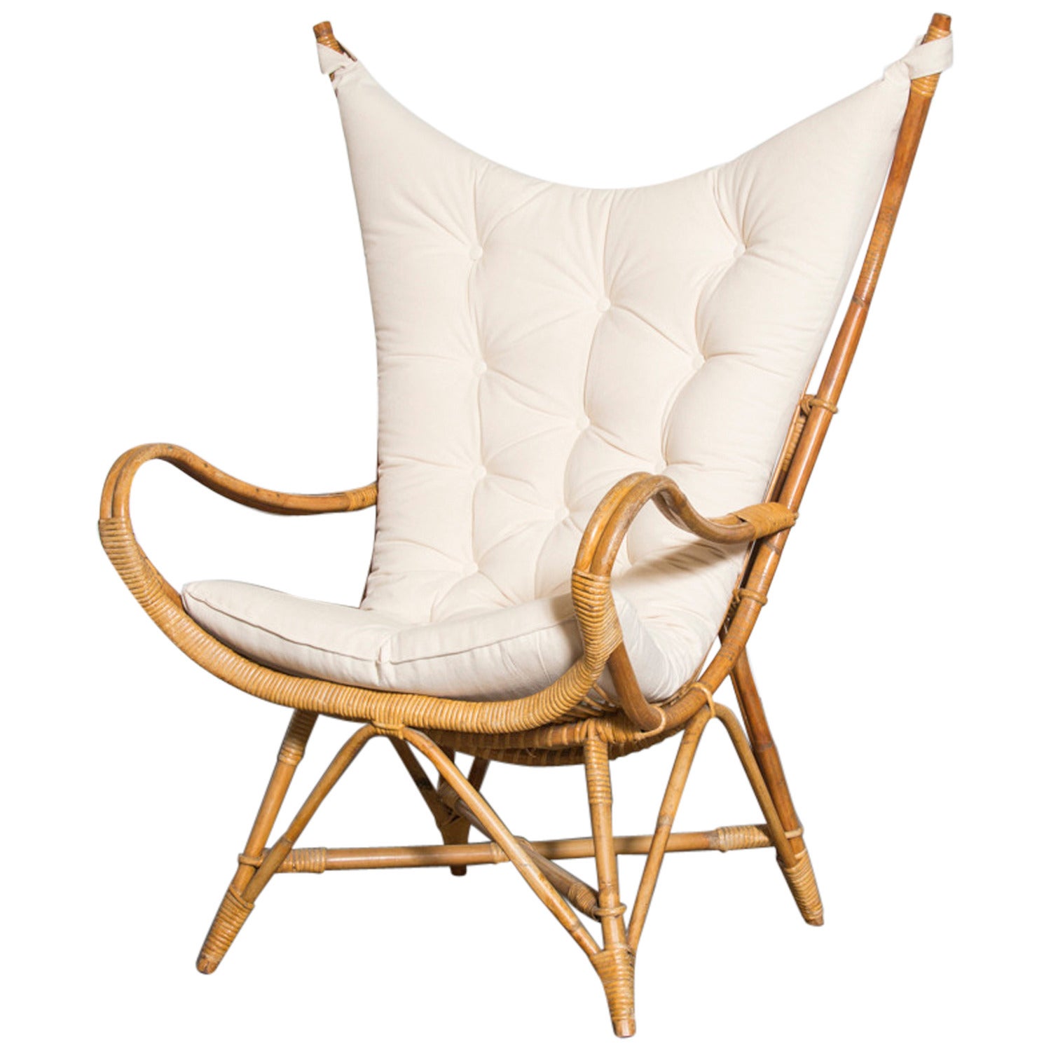 Dramatic Wingback Bamboo Lounge Chair