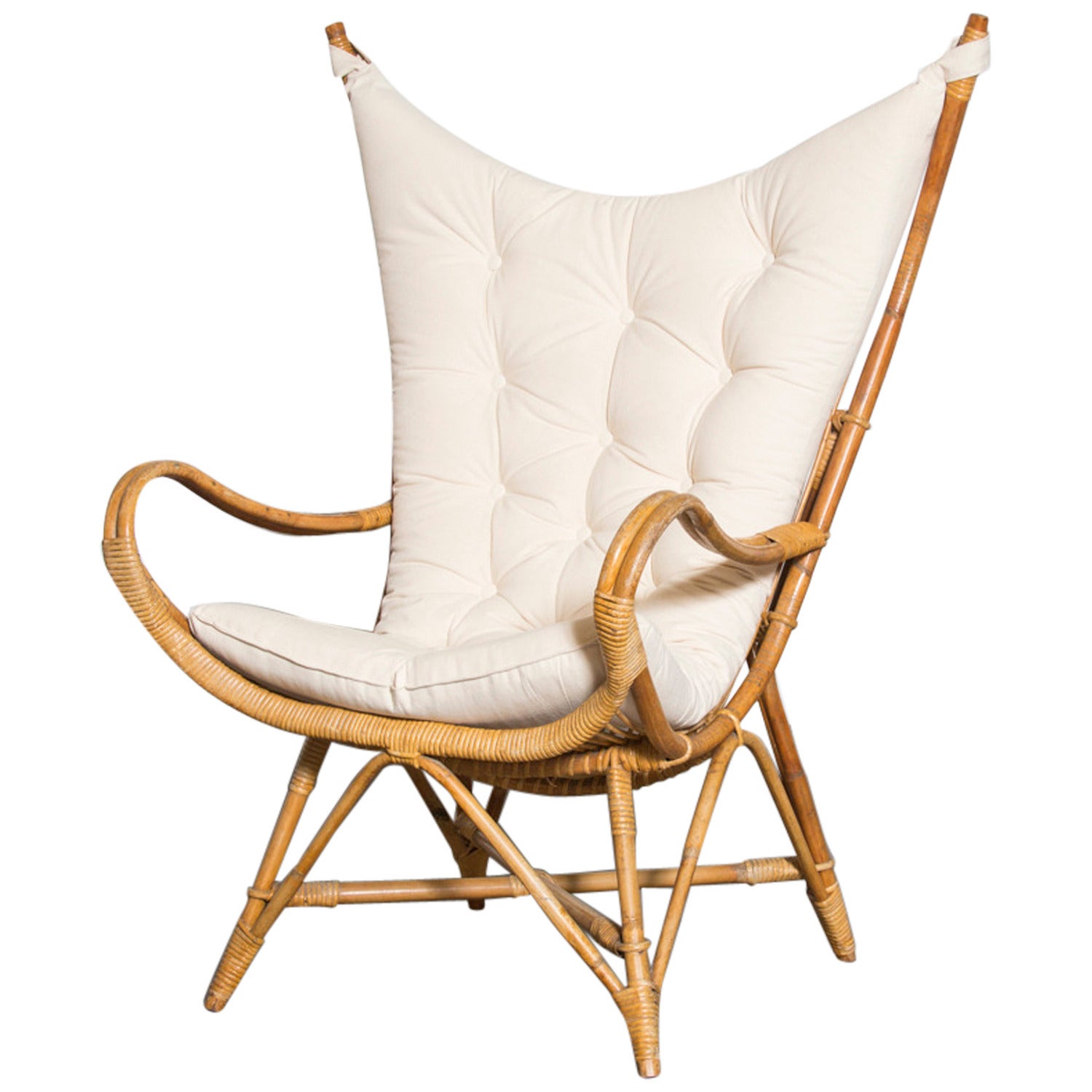 Dramatic Wingback Bamboo Lounge Chair at 1stDibs