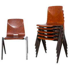 Set of 12 Prouve Style Single Shell Stacking Chair 2