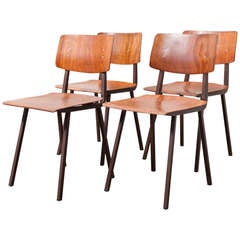 Set of 4 Friso Kramer Style Industrial School Chairs
