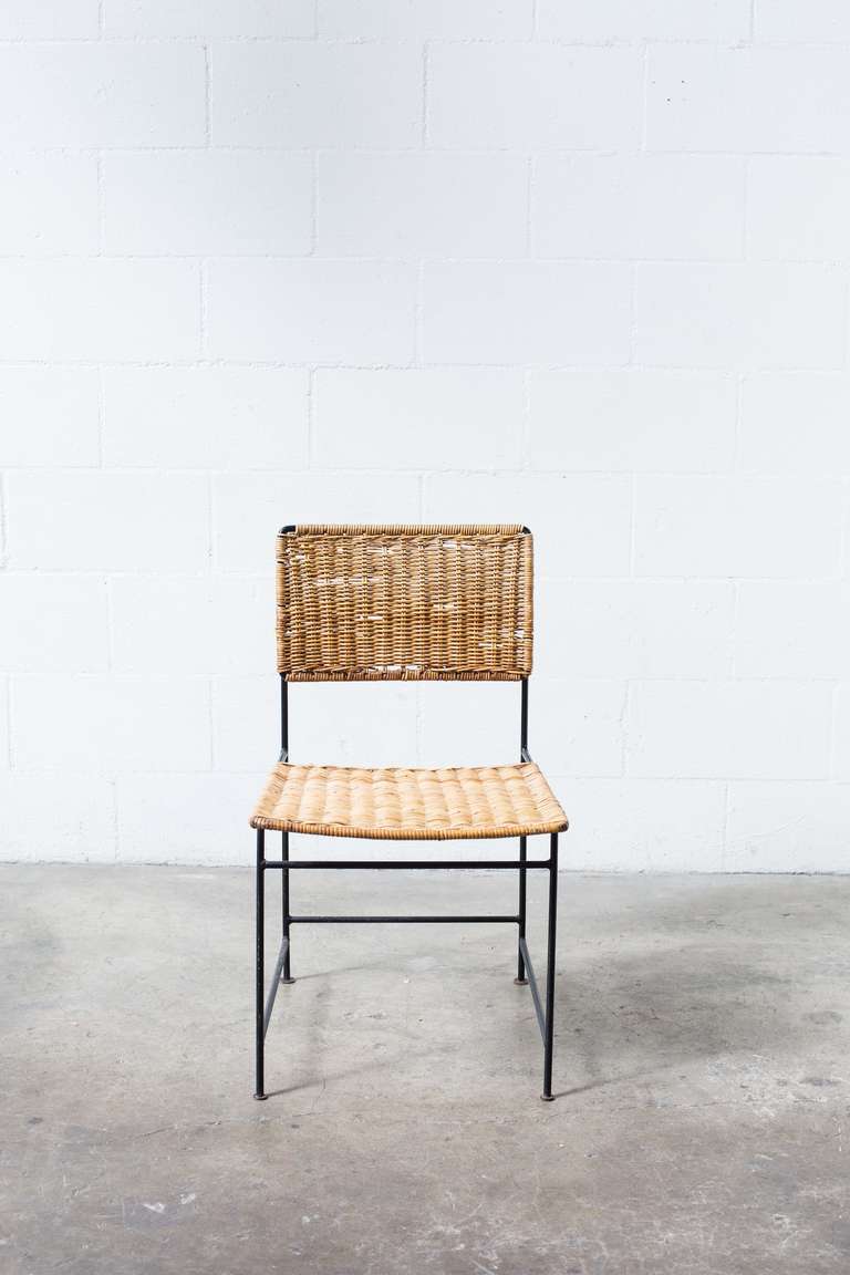 Mid-20th Century Herta-Maria Witzemann Rattan and Wire Dining Chairs