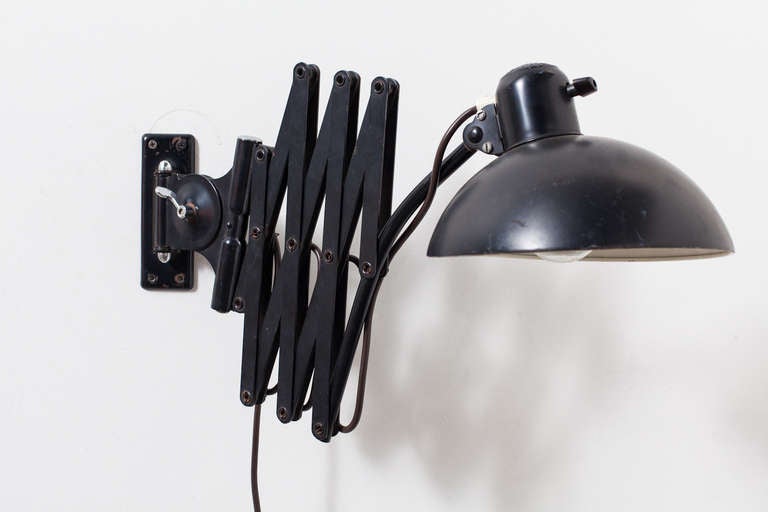 Christian Dell Accordion Lamp in Black Enameled Metal 1