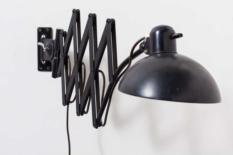 Great Nearly New Kaiser-Dell Black Enameled Wall-Mount Scissor Lamp made in 1933.