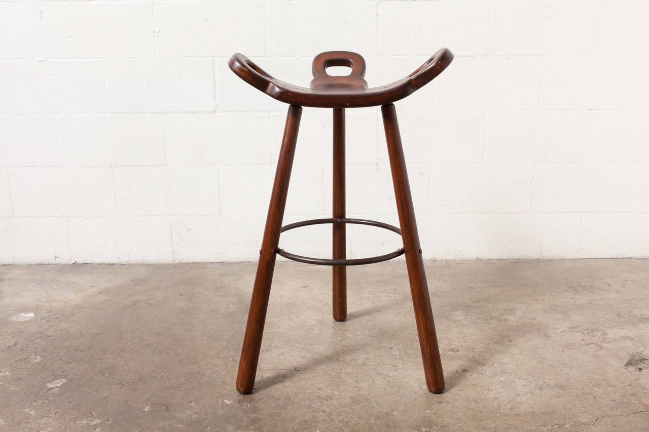 Late 20th Century Pair of Sergio Rodrigues Style Bar Stools