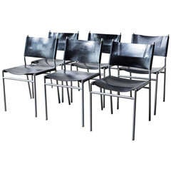Martin Visser Leather and Chrome Dining Chairs