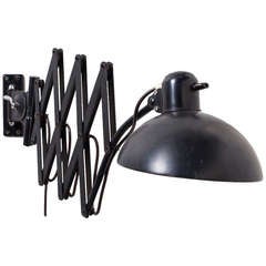Vintage Christian Dell Accordion Lamp in Black Enameled Metal