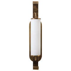 French Brass and Milk Glass Wall Sconce