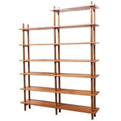 Solid Oak Modernist Stick and Plank Book Shelf