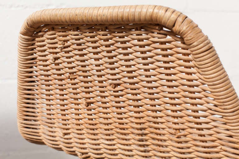 Mid-20th Century Charlotte Perriand Style Wicker Bar Stools