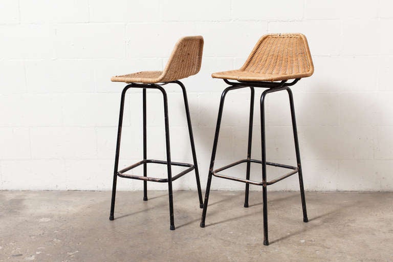 Charlotte Perriand Style Wicker Bar Stools 3