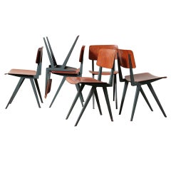 Retro Friso Kramer Style Industrial Dining Chair Set