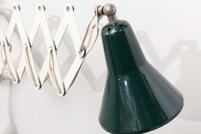 Mid-Century Modern Scissor Lamp with Hunter Green Shade