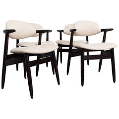 Set of 4 Kai Kristiansen Style Wenge Upholstered Dining Chairs