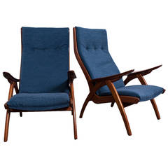Pair of Bodil Kjaer Style Mid-Century Teak Lounge Chairs