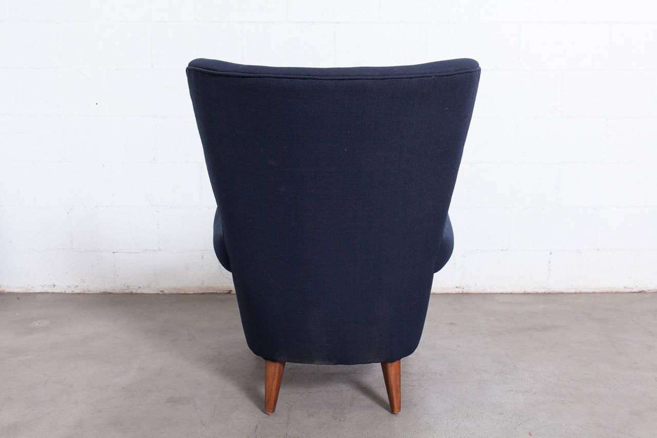 Mid-20th Century Theo Ruth For Artifort Tall Back Lounge Chair in Navy