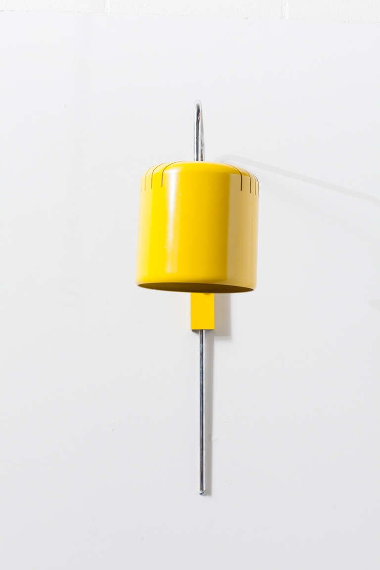 Chrome with Sunshine Yellow Enameled Bucket Shade. New white cord with switch.