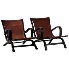 Mid-Century Bent Wood Lounge Pair of Chairs
