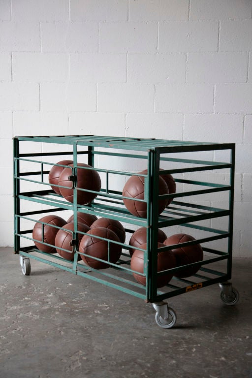 Vintage Industrial Rolling Gym Equipment Cage 4
