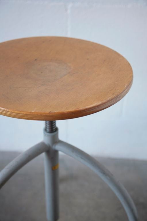 Mid-20th Century Set of 6 Oosterwolde Industrial 3 legged Drafting Stools