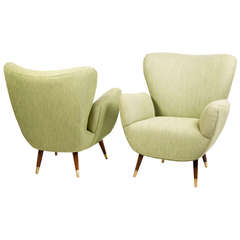 Pair of Italian Mid-Century Wingback Armchairs