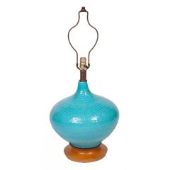1950s Teal Ceramic Table Lamp